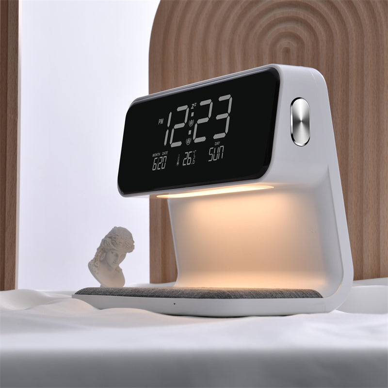 Bedside Lamp with Wireless Charger & Alarm Clock styled with home decor