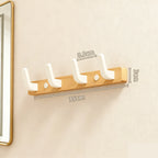 Wall Coat Rack — Walnut Wood with Black or White Hooks styled with home decor