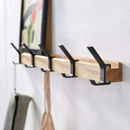 Wall Coat Rack — Wooden Rail with Metal Hooks styled with home decor
