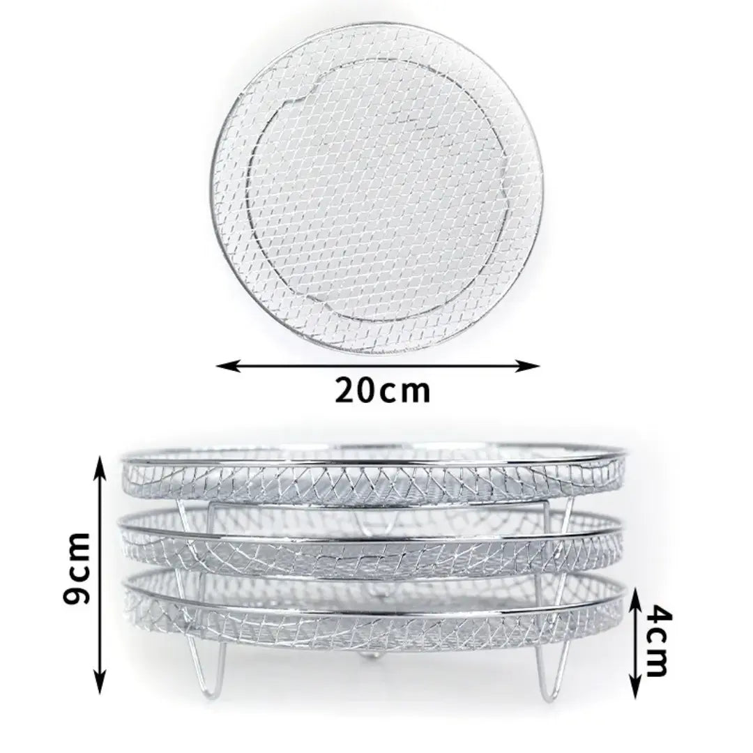Stackable Air Fryer Baskets — 3-Pack with Tongs styled with home decor