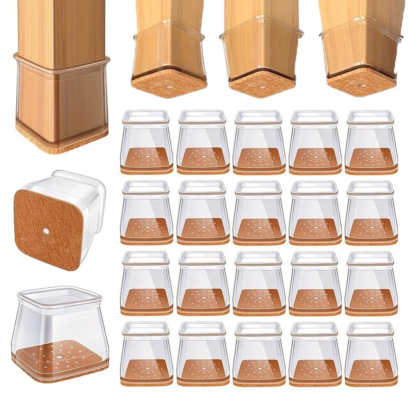 Chair Leg Floor Protectors 24 Pack — TPE & Felt styled with home decor
