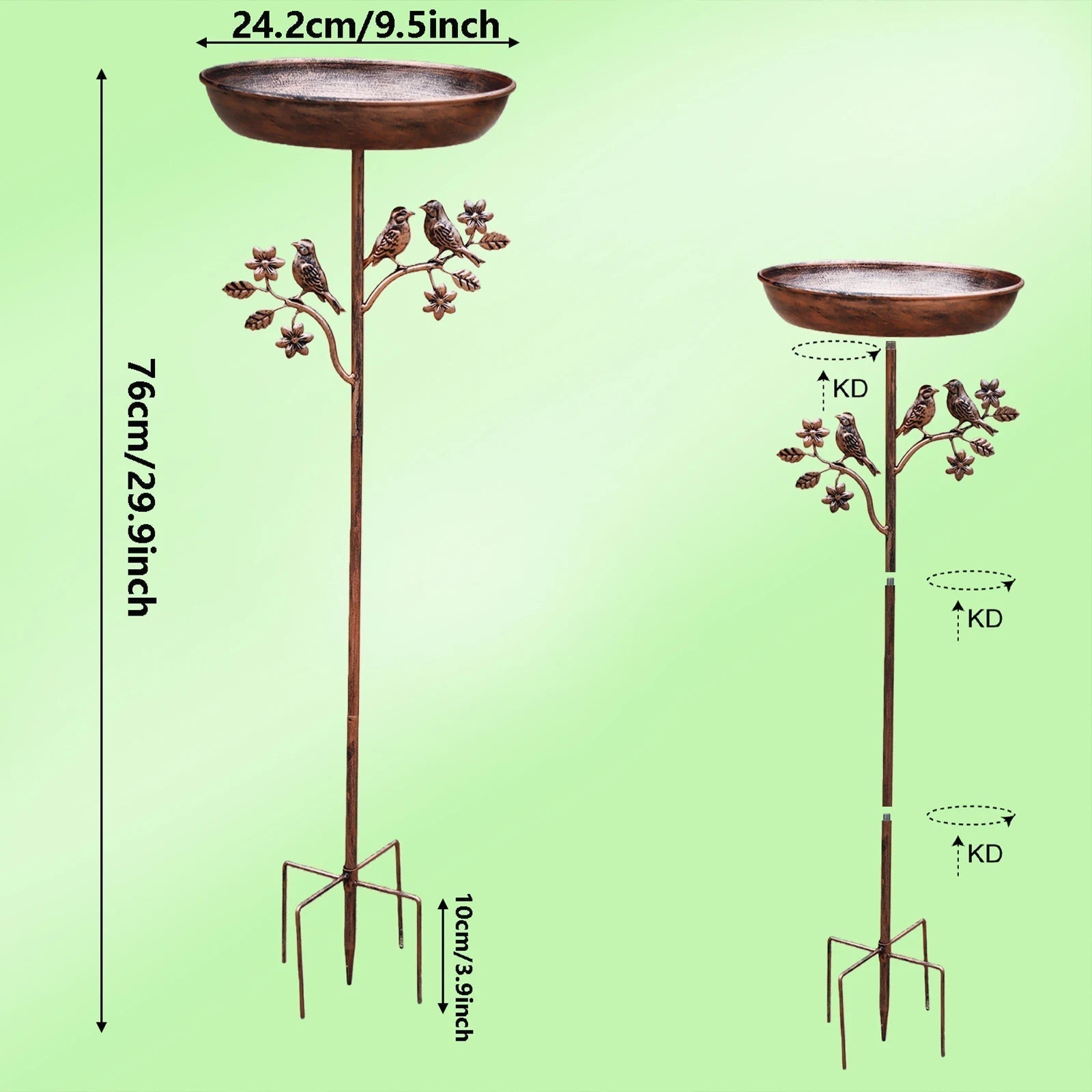 Garden Bird Bath with Stand — Metal Copper Finish styled with home decor
