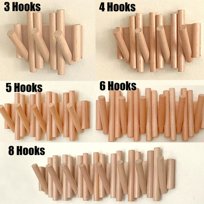 Wall Coat Rack — Wooden Hooks, Scandinavian Style styled with home decor