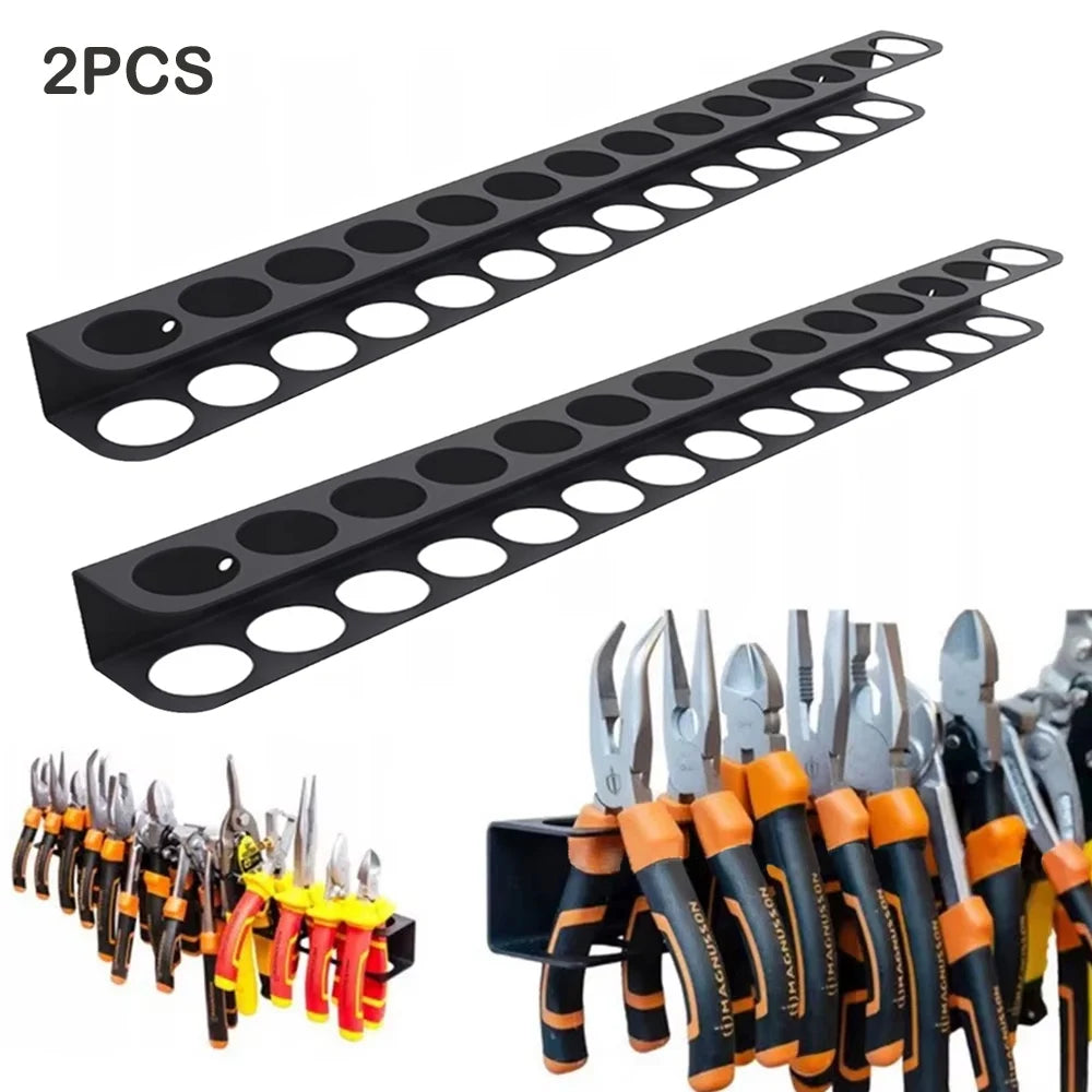 Wall-Mount Tool Holder — 14-Slot Metal Rack styled with home decor