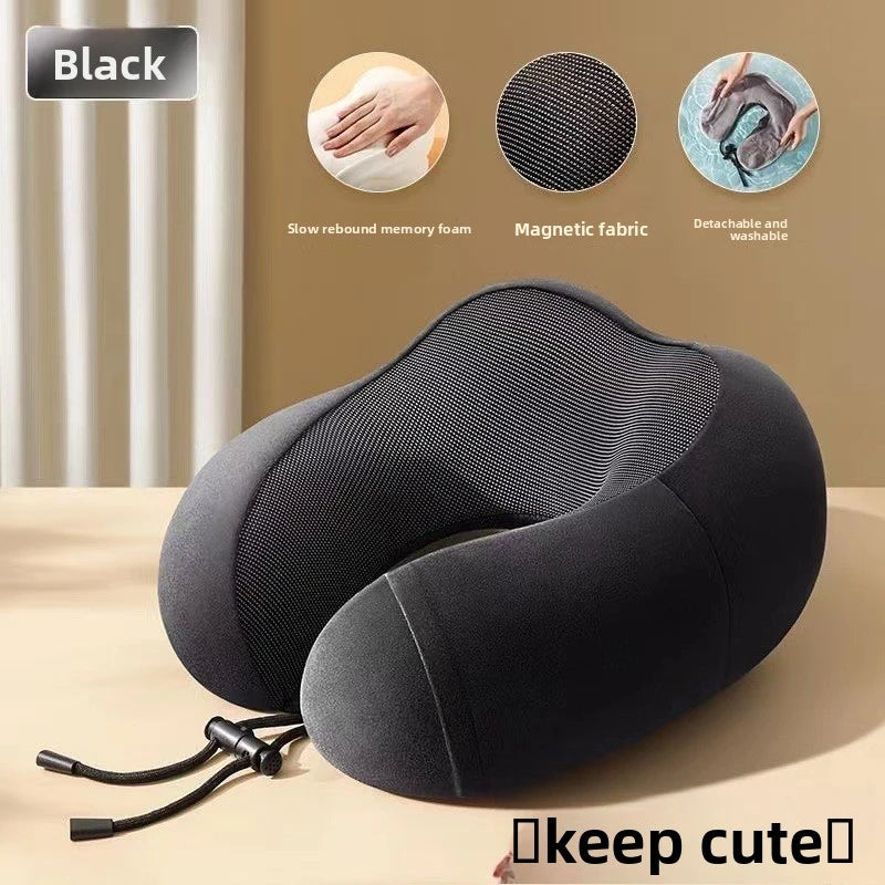U-Shape Memory Foam Travel Neck Pillow styled with home decor
