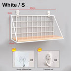 Wall-Mount Spice Rack — Wooden Shelf, Metal Frame styled with home decor