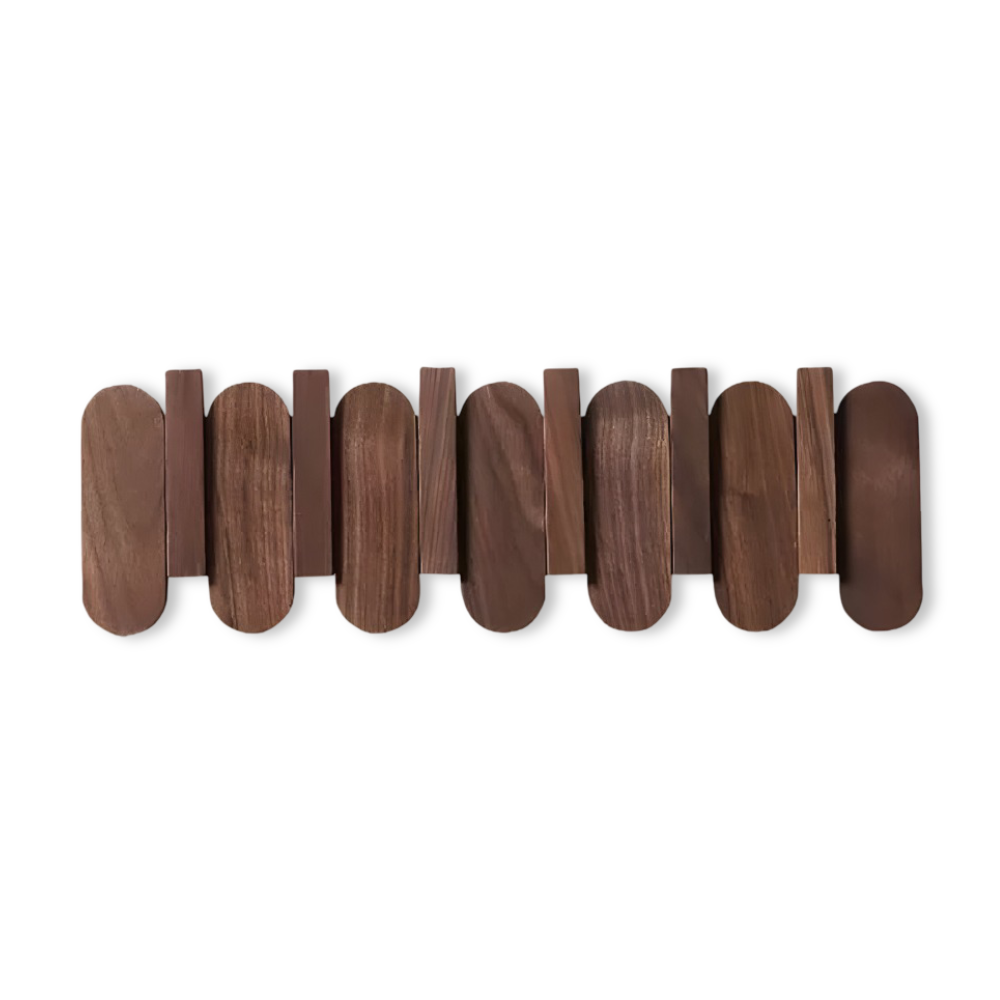 Wall Coat Rack — Walnut Wood, 3 Size Options detail shot of finish