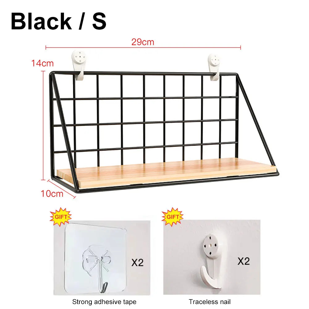 Wall-Mount Spice Rack — Wooden Shelf, Metal Frame detail shot of finish