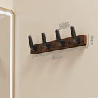 Wall Coat Rack — Walnut Wood with Black or White Hooks detail shot of finish