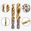 6-Piece Spiral Tap Set — HSS with Titanium Coating detail shot of finish