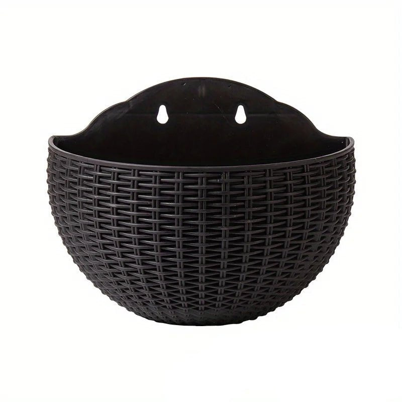 Wall-Mount Plant Pot — Rattan Style Plastic detail shot of finish