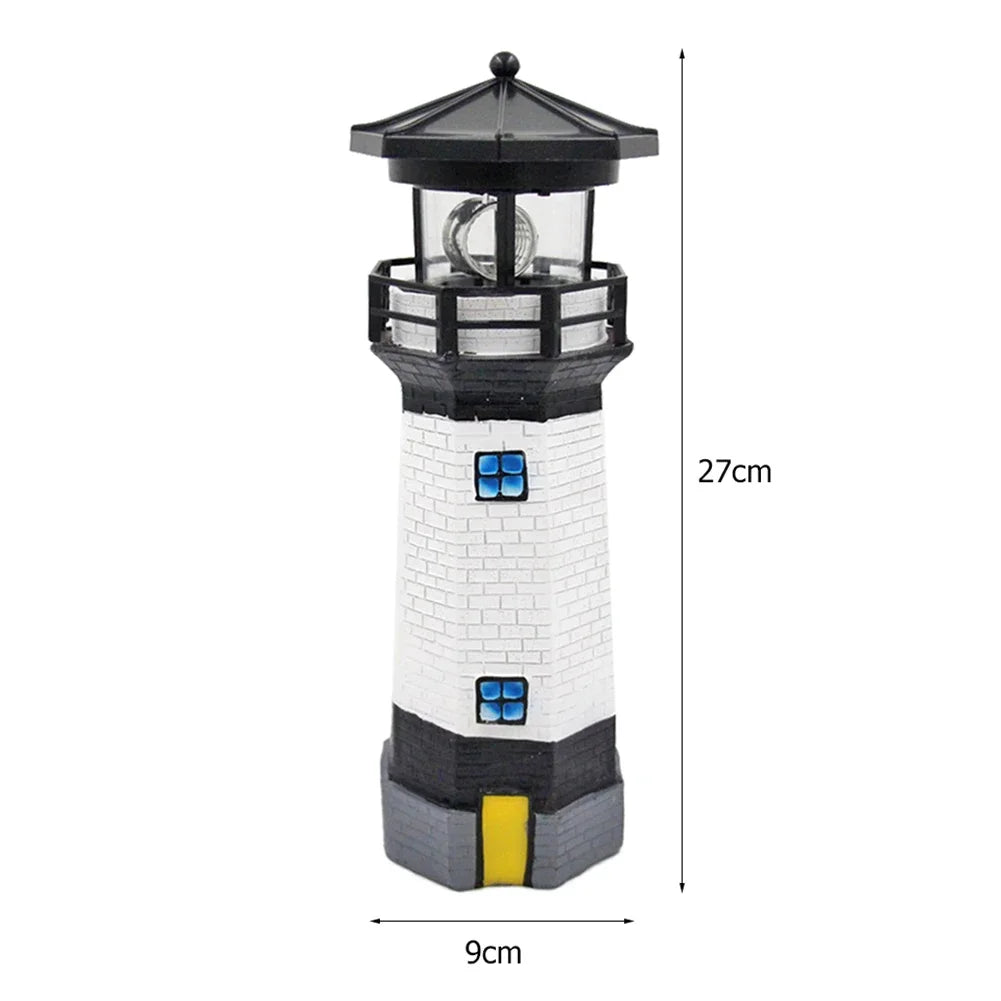 Solar Lighthouse Garden Light — LED Rotating Beam detail shot of finish