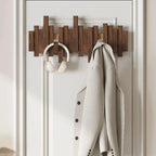 Wall Coat Rack — Walnut & Beech Wood Piano Style front view on neutral background