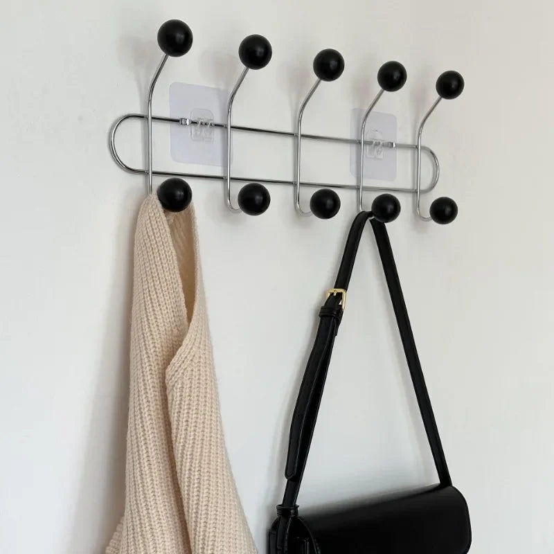 Wall Coat Rack with Ball Hooks front view on neutral background