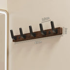 Wall Coat Rack — Walnut Wood with Black or White Hooks front view on neutral background
