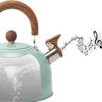 Stovetop Whistling Kettle 3 L — Wooden Handle front view on neutral background