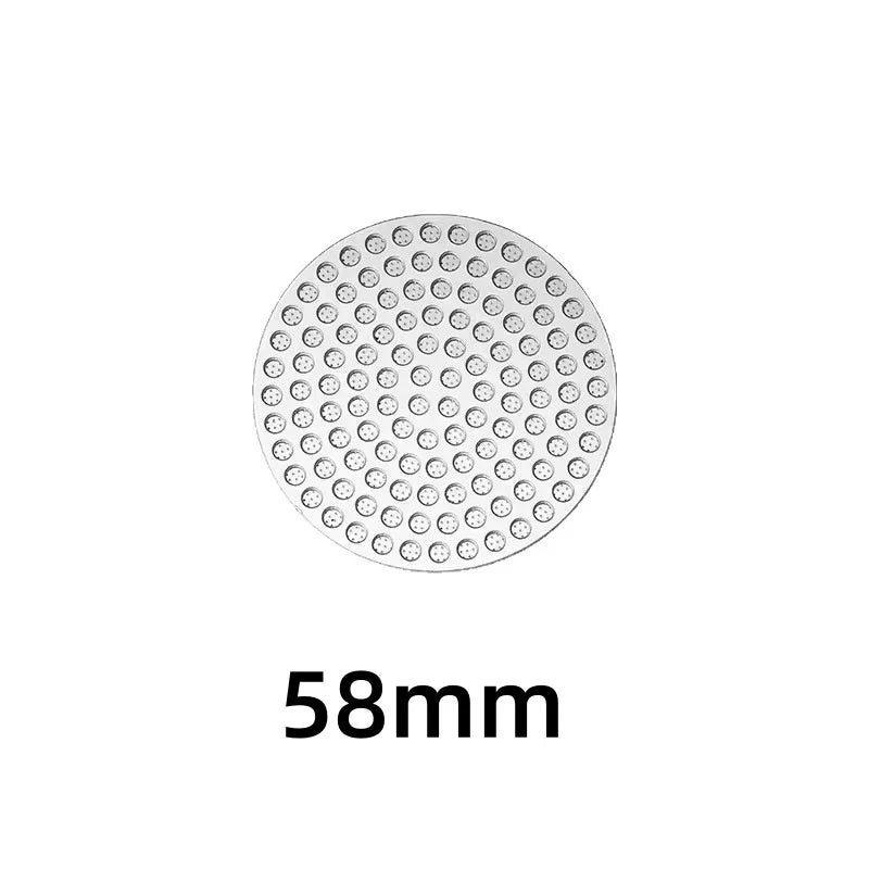 Espresso Puck Screen — Stainless Steel 51/53/58mm front view on neutral background