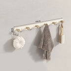 Wall Coat Rack with Wooden Hooks — 3 to 7 Hooks front view on neutral background